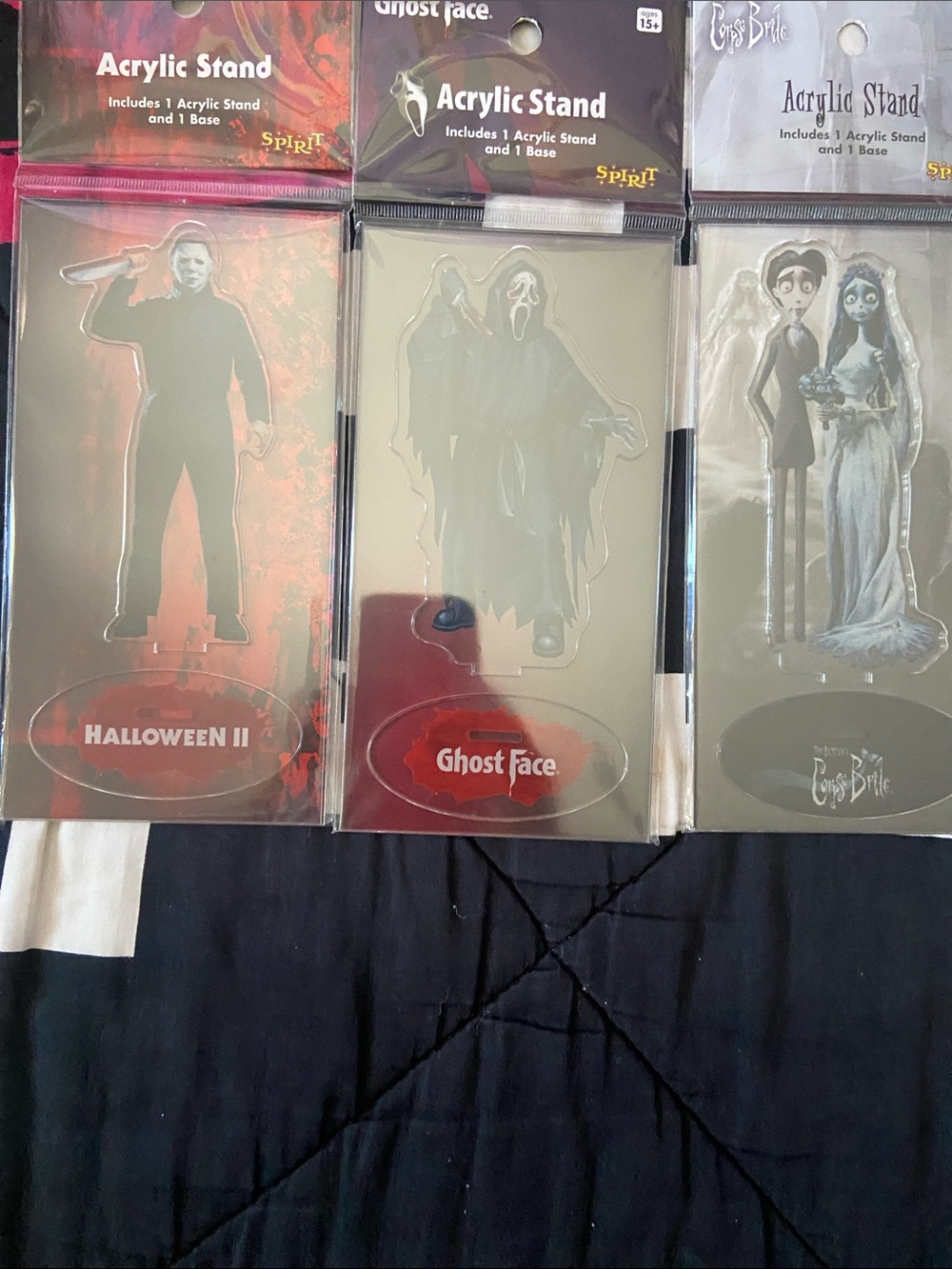 Spirit Halloween Acrylic Standees — Red, Black, White